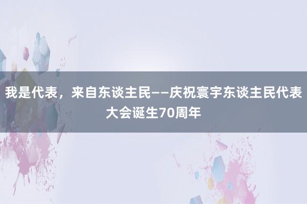 我是代表，来自东谈主民——庆祝寰宇东谈主民代表大会诞生70周年